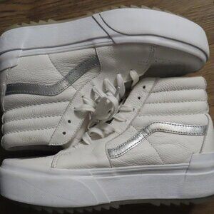 Vans Sk8-Hi Stacked Platform Pop True White Metallic Leather Hi-Tops's